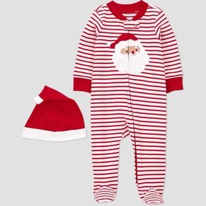 NEW Carter's Just One You Baby Christmas Striped Santa Claus Sleep N' Play & Hat